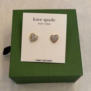 Kate Spade Gold cubic zirconia Heart Stud Earrings, NWT